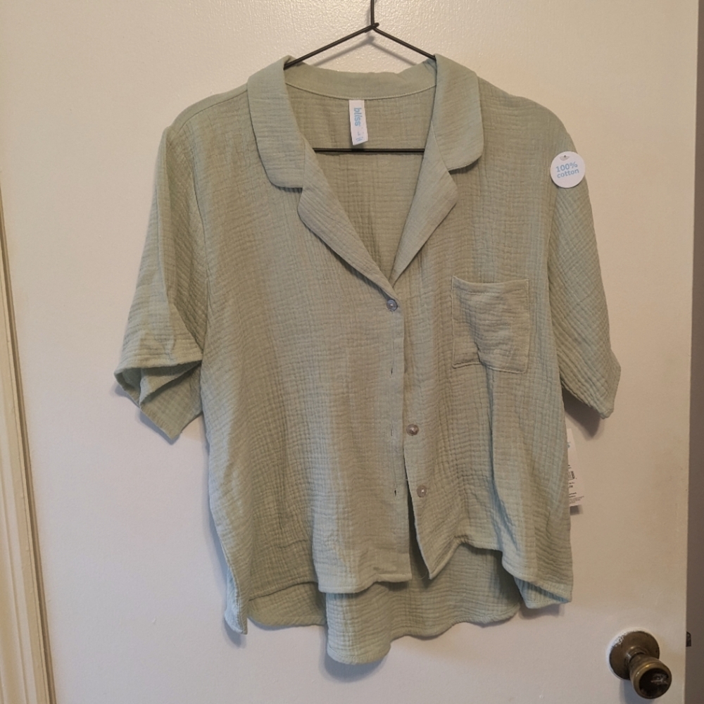 Bliss button down sleep top